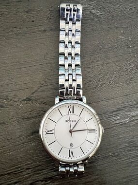 Fossil Silver Stainless Steel Roman Dial Bracelet Watch
